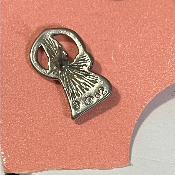 Silver-Tone Stud Earrings with Blue Stone Accent - Picture 3 of 5